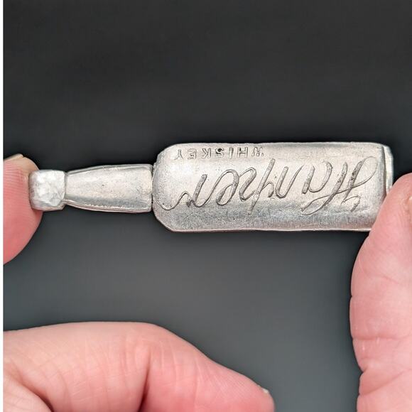 Vintage Harper Whiskey Seal Cutter Figural Bottle Advertising Mini Silver Tone - Picture 2 of 9